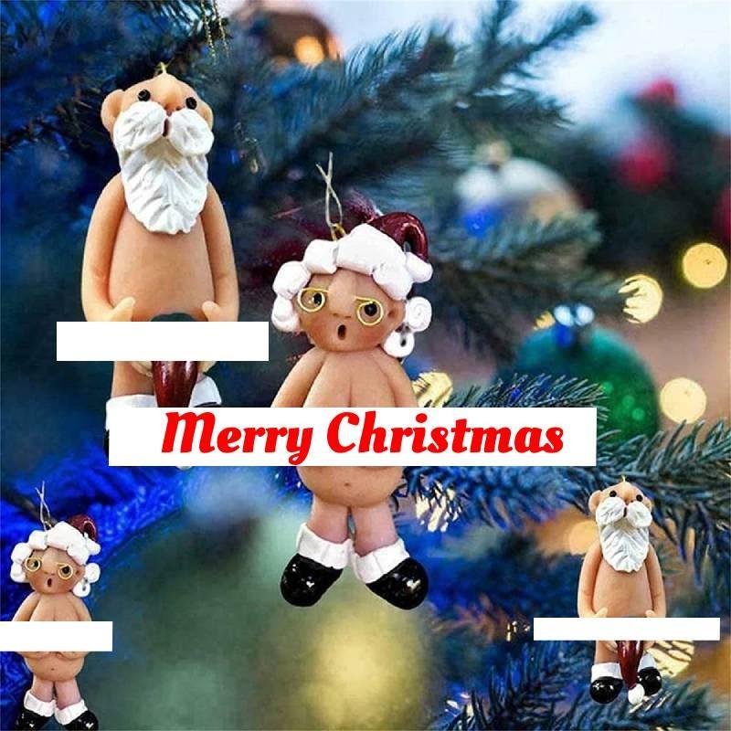 Colorful Santa Naked Acrylic Christmas Ornament For Decorative Holiday Accessories Tree