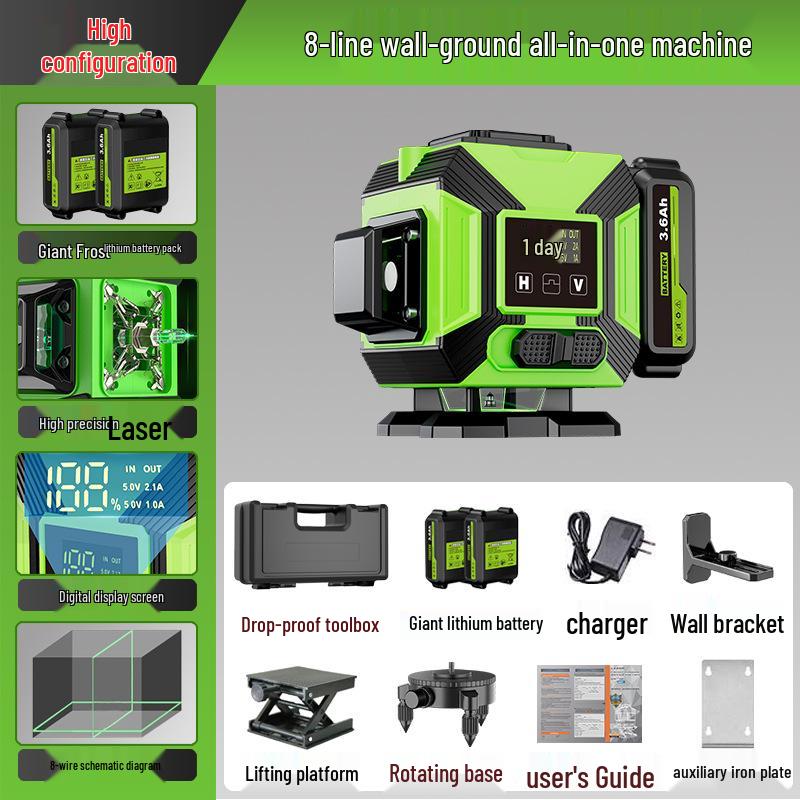 Strong Precision 16-Line Laser Level with Rubber Coating for Wall and Floor Mounting