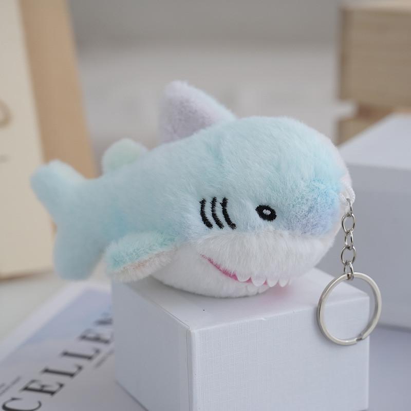 

Rainbow Shark Plush Toy Keychain Bag Decorative Pendant Children Birthday Gifts Blue Green