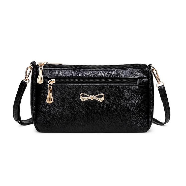 New Style Mother Trendy Women's Bag Solid Color Pu Women's Slanted Strap Shoulder Bag Bow Soft Leather Small Bag