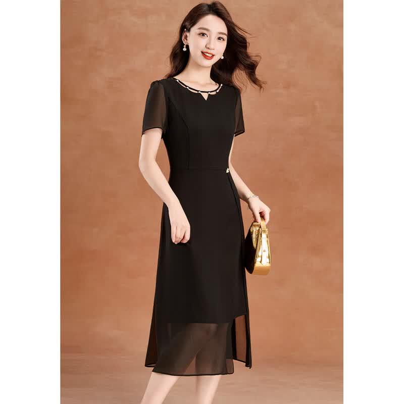 Women's Elegant Hollow-out A-line Little Black Dress