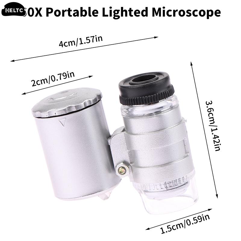 60X Illuminated Microscope Portable Handheld Jeweler Magnifier With LED Light Mini Pocket Magnifying Glass For Home And Office