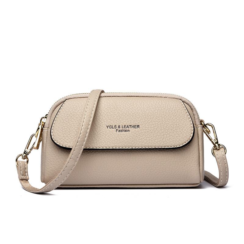 A Multi-layered, Elegant and Fashionable Single-shoulder Crossbody Small Square Bag with Lychee Patterns for Ladies