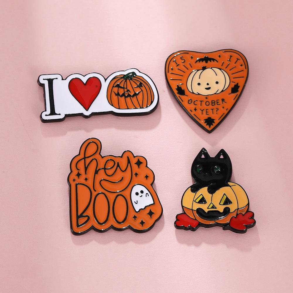 4 Styles Creative Two Use Halloween Magnetic Brooches Pumpkin Head Pins Fridge Magnet Dual-Use Festival Jewelry