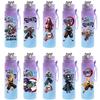 Anime Demon Slayer Bedruckte Farbverlauf-Wasserflaschen 750 ml Buchstabe A-Z Mädchen Trinkbecher mit Strohhalm Tragbar Hohe Kapazität Outdoor-Trinkflasche