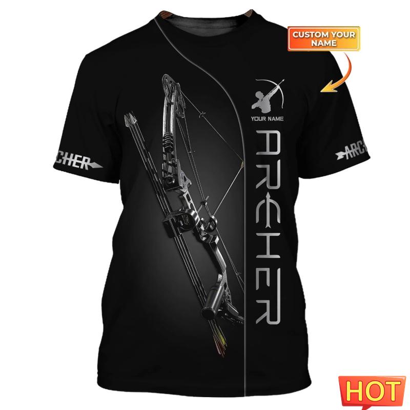 Modische Bogenschieß-T-Shirts für Herren, trendige Kurzarm-Shirts mit 3D-Druck und individuellem Namen, lockere, atmungsaktive Sport-T-Shirts