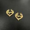 Personalized 18k Gold Plated Name Bamboo Hoop Earrings Stainless Steel 30mm 50mm 70mm 90mm Custom Heart Hoops Party DIY Gift