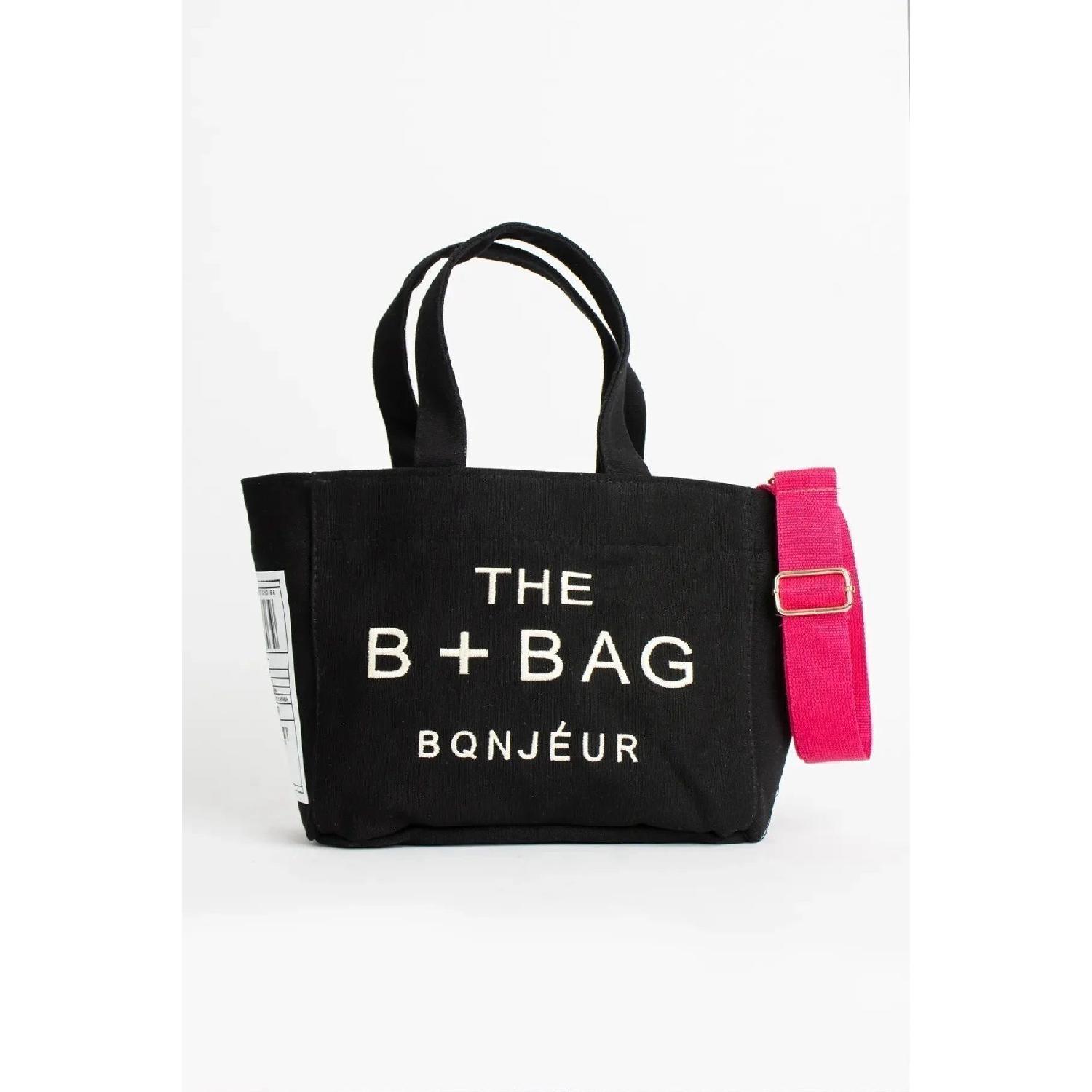 

Сумка B Bag із довгим рожевим ремінцем із полотняної тканини через плече Standart чорний
