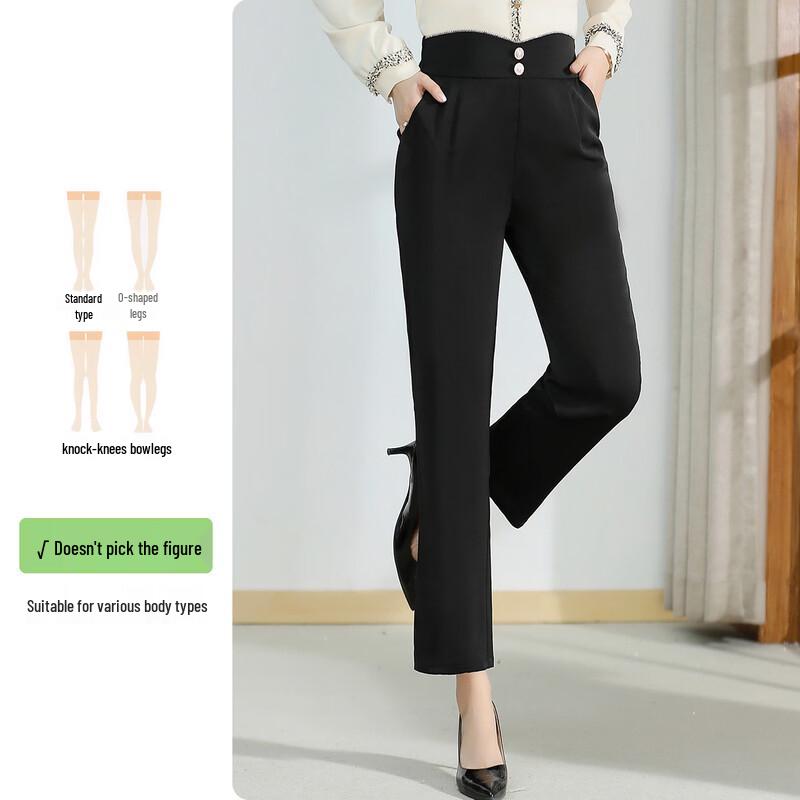 Paster Women's Elastic Waist Straight-Leg Cropped Pants
