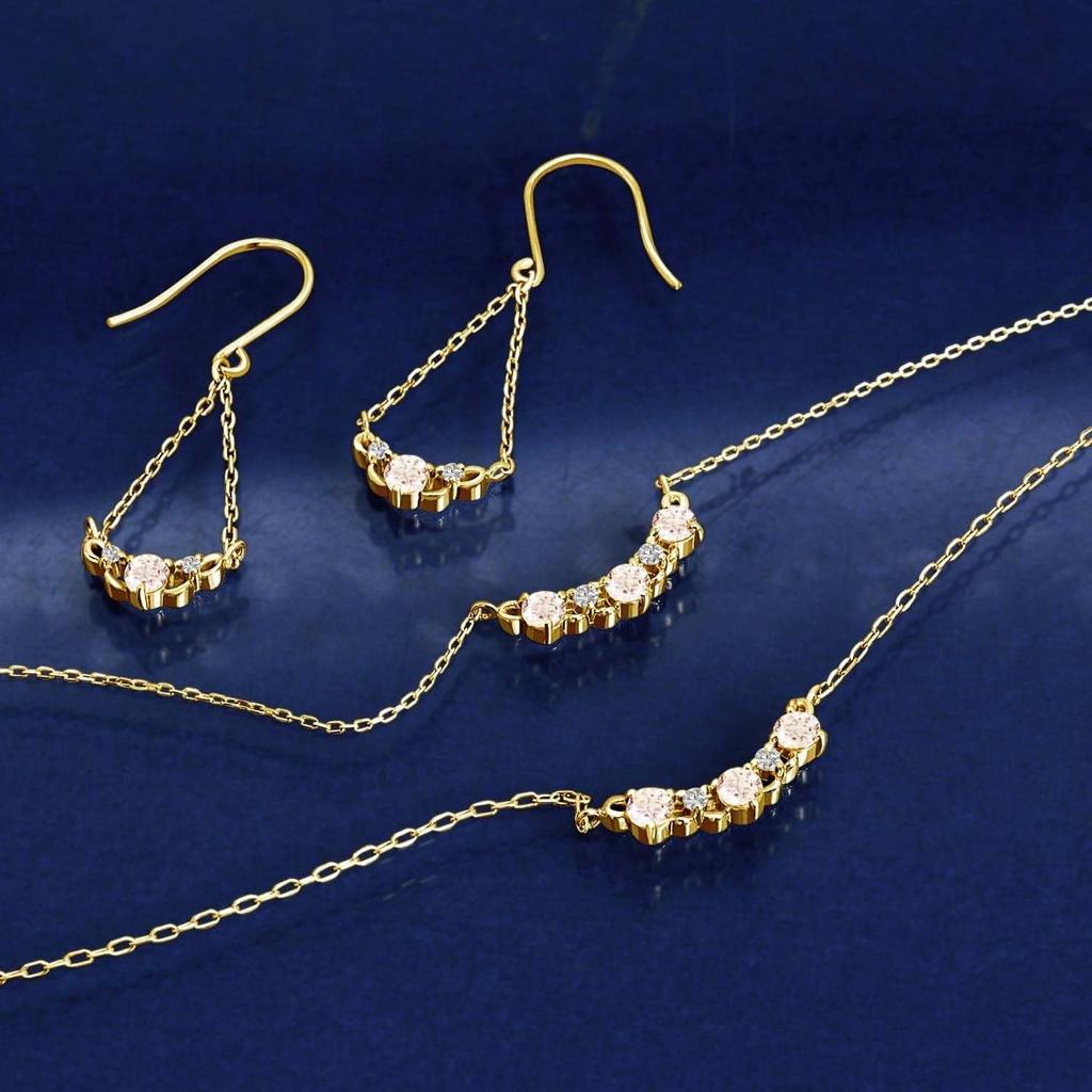 Morganite Diamond K18 Gold Necklace [Lara Christie] Women's 0.15ct Lp102-0001-yg