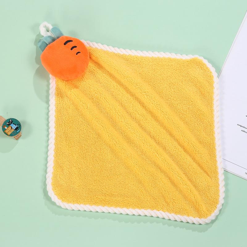 Children's Cartoon Coral Fleece Hand Towel - Absorbent, Wall-Mounted & Household Friendly