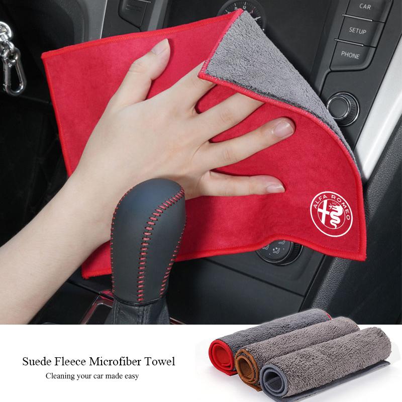 Car Microfiber Cleaning Towel Wipe Drying Cloth Rag Tool Wheel Cap For Alfa Romeo 159 Giulietta Giulia GT 156 147 Mito StelvioNJ6