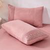 Classic Romantic Lace Layer Bed Skirt Set 3Pcs Bedding Set Ruffle Anti-slip Bedspread with Pillowcases Pure Color Bedroom Decor