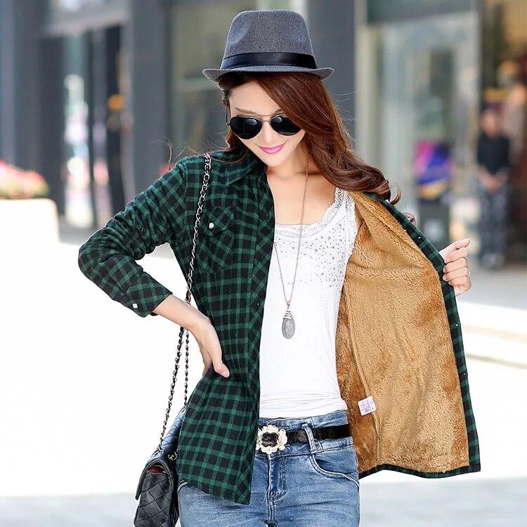 2023 Marca Inverno Caldo Donne Velluto Spesso Plaid Stile Camicia Cappotto Giacca Abbigliamento Donna Top Giacca Casual Capispalla