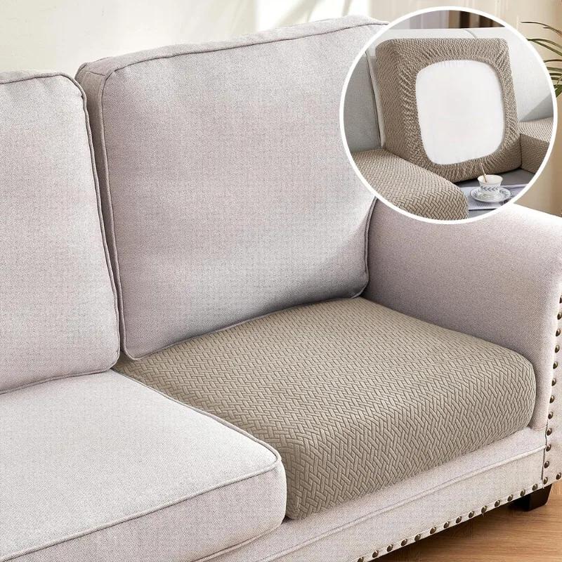 Jacquard Luxury Sofa Covers Elastic Sectional Sofa Seat Case Solid Colors Couch Covers For Sofas Living Room Chaise Lounge Pets