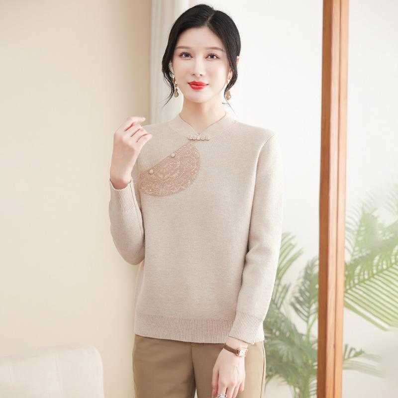 Mom's Winter 2024 Fleece-Lined Thick Sweater for Middle-Aged & Elderly Women - Warm One-Piece Top