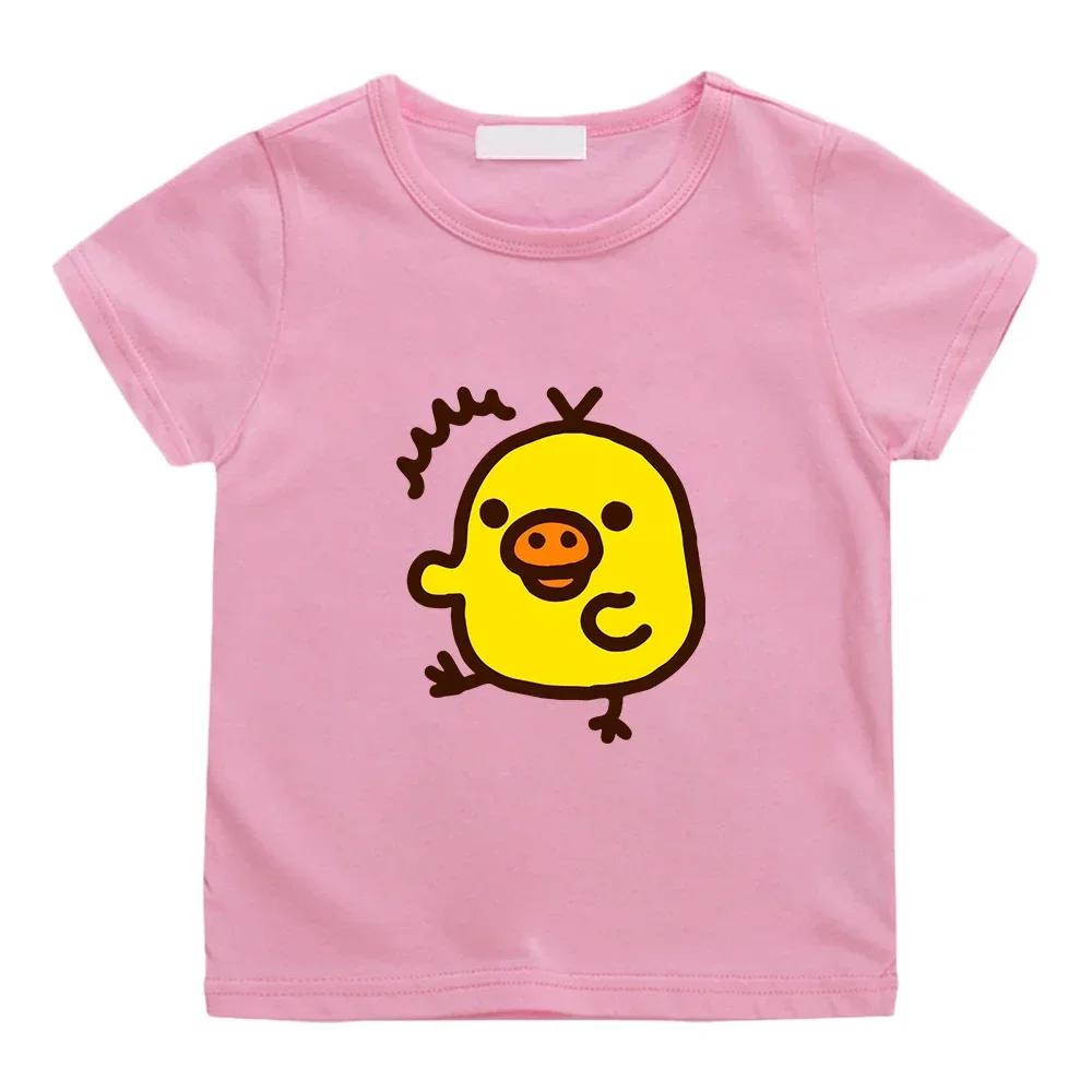 Kiiroitori Yellow Chick Kawaii Print T-shirt for Children Boys and Girls 100% Cotton Tee-shirt Casual Short Sleeve Summer Tshirt