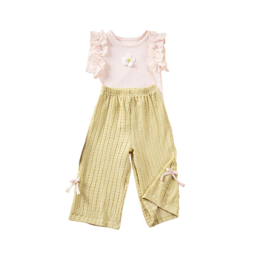 Girls' Flounce Top & Pants Set -Summer Outfit