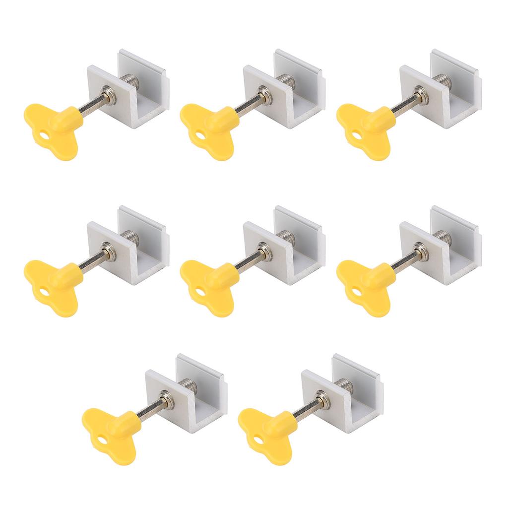 8 Sets Single Hole Adjustable Window Locks Aluminum Alloy Vertical Horizontal Sliding Lock Silver