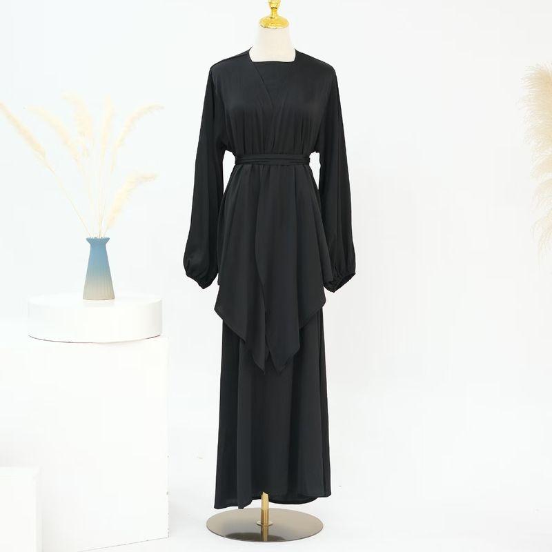 

Новинка Кардиган Топ Ближний Восток Макси Платье без рукавов Костюм Платье однотонное Комплект из двух предметов Black XS/S