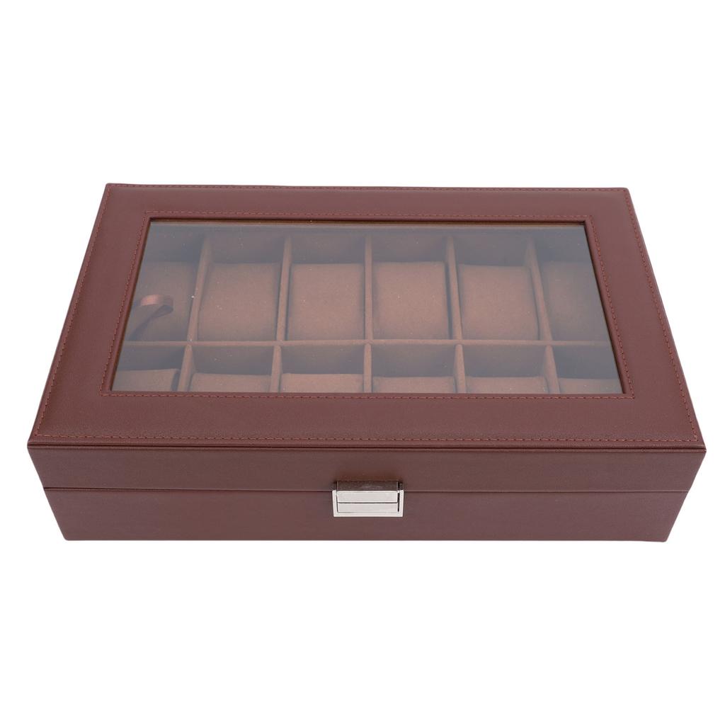 Watch Box with Watch Pillows Vintage Brown Leather 12 Slot Watch Case for Watch Display Storage