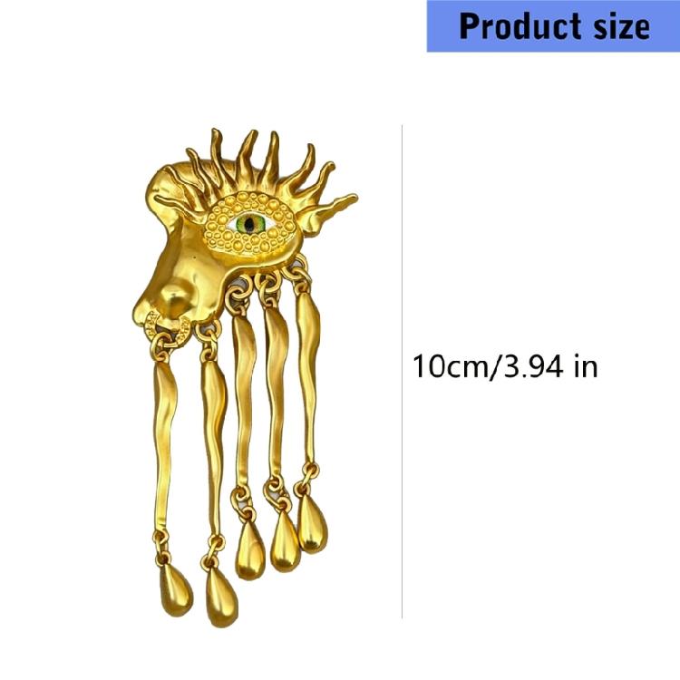 Eye Catching Oversized Devil's Eye Brooch Pin Fashionable Statement Jewellery With Delicate Fringe Detailing