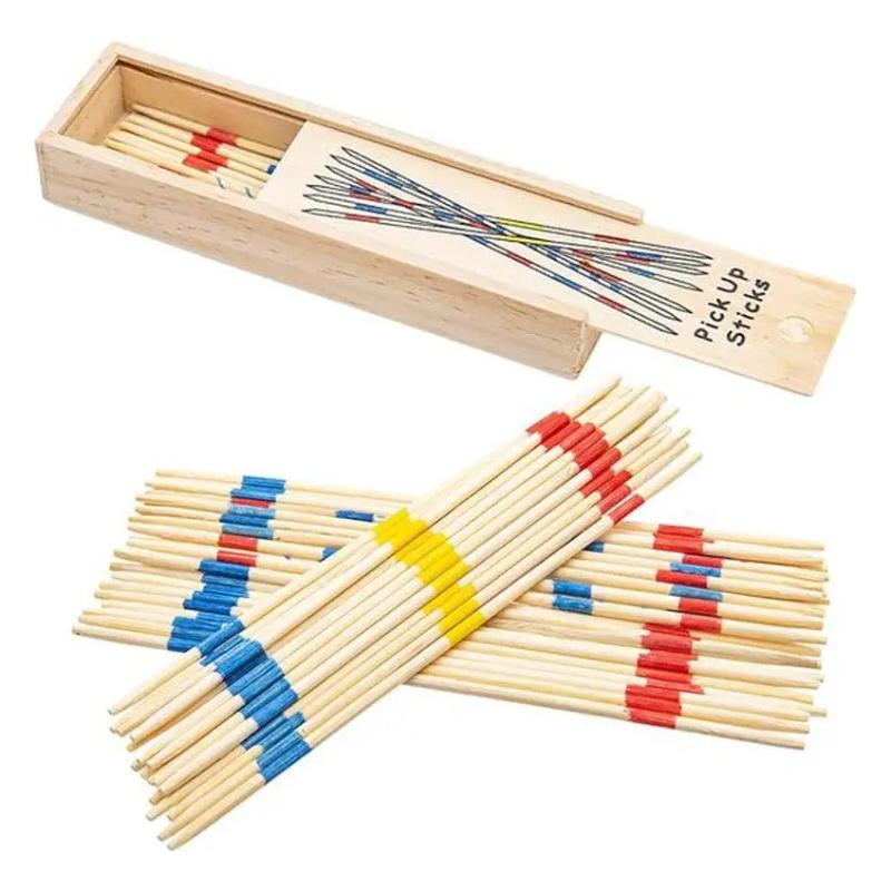Classic Wooden Pick Up Sticks Game 31 Pcs Traditional Mikado Spiel Fun Desktop Toy Adults Kids Interactive Toy