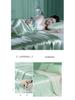 Spring/Summer Washable Ice Silk Quilt Set: Cool Summer Quilt & Thin Blanket with Cooling Fitted Sheet for Air Conditioning