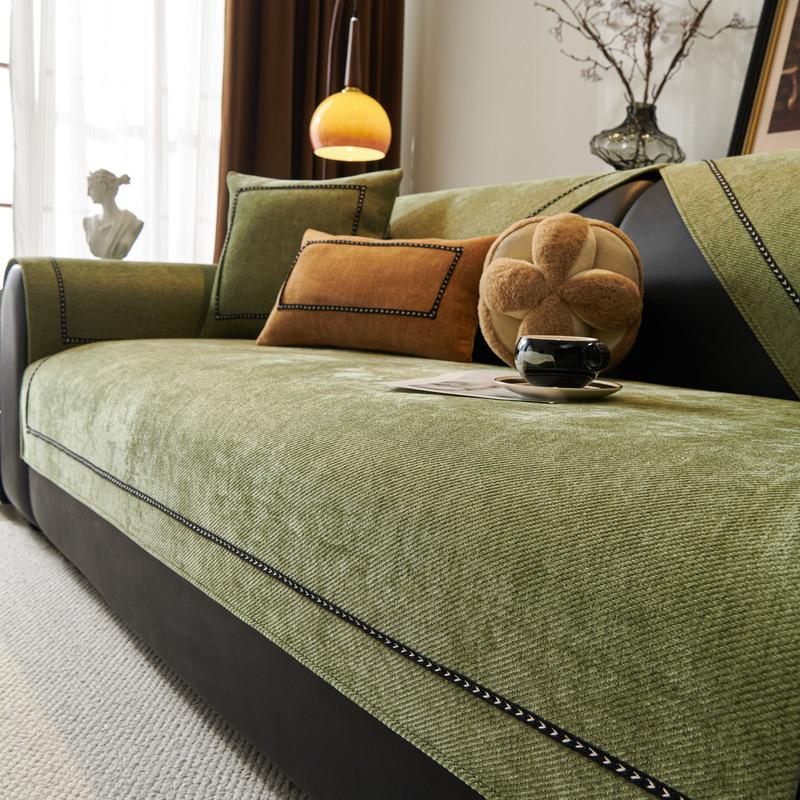 

New High-Gram Chenille Sofa Cushion Four-Season Universal Non-Slip Premium Straight-Breasted Leather Sofa Seat Cushion Cover 70*70cm