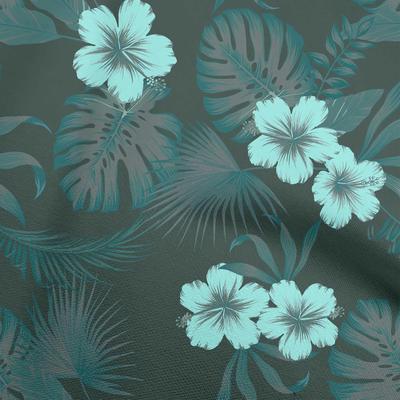 Cotton Flex Dark Teal Green Fabric Tropical Flower Sewing Fabric By The Yard Printed Diy Clothing Sewing Supplies 40 Inch
