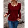 Women's Fashion Casual Spring Fall Solid Color Print Long Sleeve O-Neck Pullovers & Long Sleeves