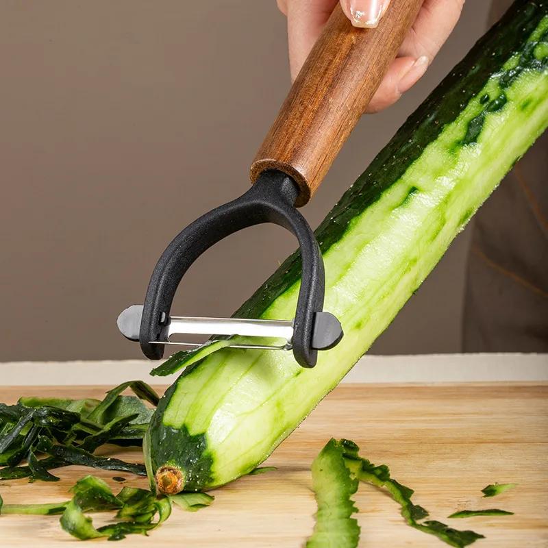 Stainless steel Acacia wooden handle paring knife multi-functional fruit and vegetable melon slicing potato peeling shredded