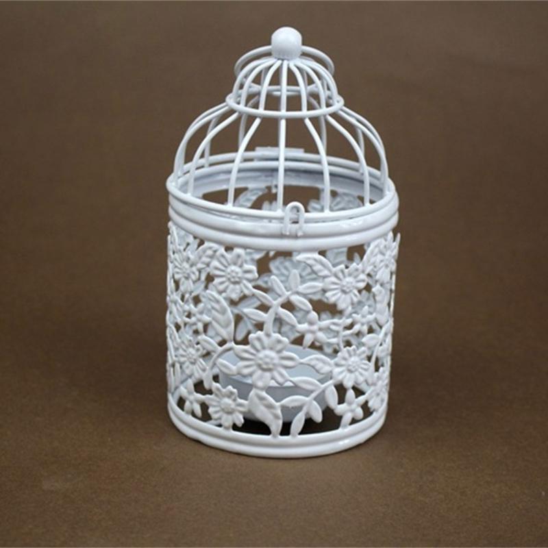 White Bird Cage Candle Holder with Intricate Hollow Designing Candle Stick for Weddings and Parties