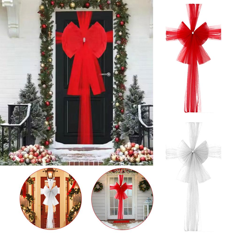 Elegant Traditional Deluxe Door Bow Christmas Bow Tie Door Wrap Wrap Bow Front Decoration DoorDecor Full Full Tie Large Rib G4F3