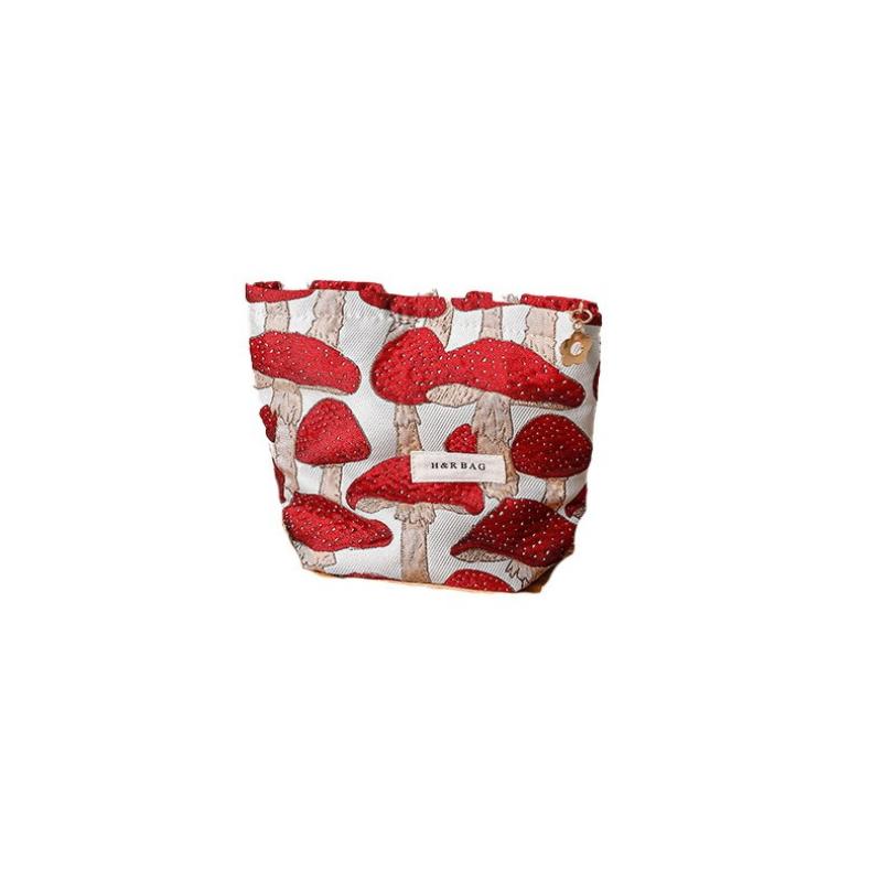 Новая Ретро Художественная Грибная Жаккардовая Ткань Косметичка, Женская Сумка-Клатч, Квадратная Сумка на Молнии, Косметичка S