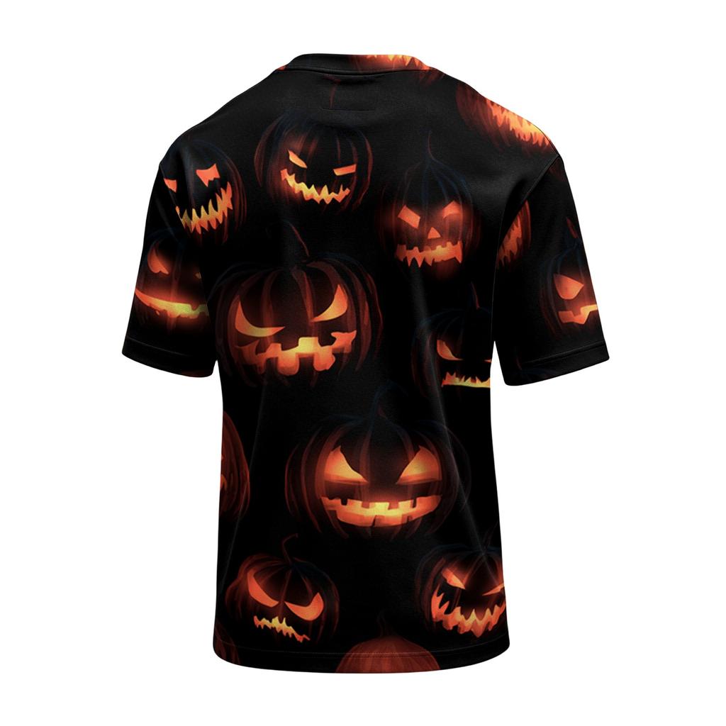 Men's Casual Short Sleeve T-Shirt Lightweight Breathable Fabric Crew Neck Halloween Pumpkin Print Comfortable Fit