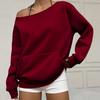 Women's Off Shoulder Long Sleeve Sweatshirt Loose Fit Streetwear Pullover Top