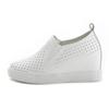 100% Genuine Leather Shoes Women Sneakers Woman Height Increasing Shoes Summer Holes Flat Platform White Shoes
