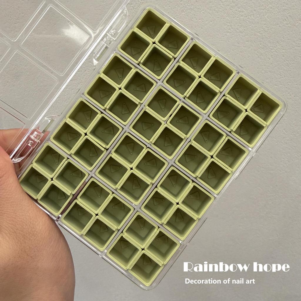 Macaron Pastel Non-Cross-Grid Small Nail Art Storage Box - Practical & Portable with Separate Compartments