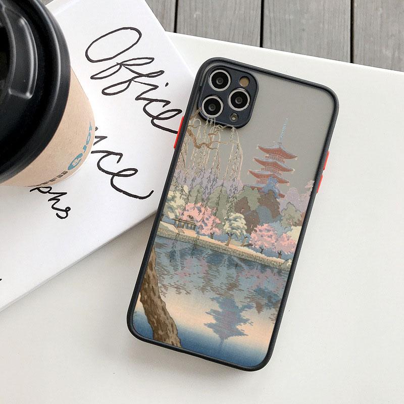 Japanese Anime Scene Landscape Phone Case for iPhone X XR XS 12 13 14 11 15 Pro Max Mini 8 7 Plus Cartoon Scenery Covers Fundas