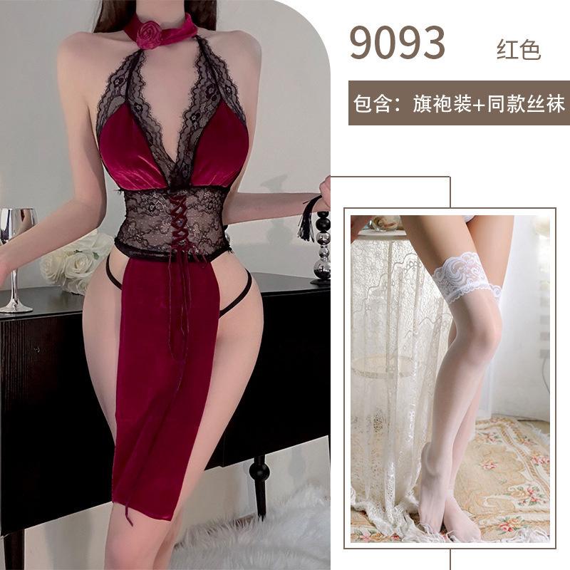 Sex underwear bare chest lace sexy underwear night show neck cheongsam exotic uniform