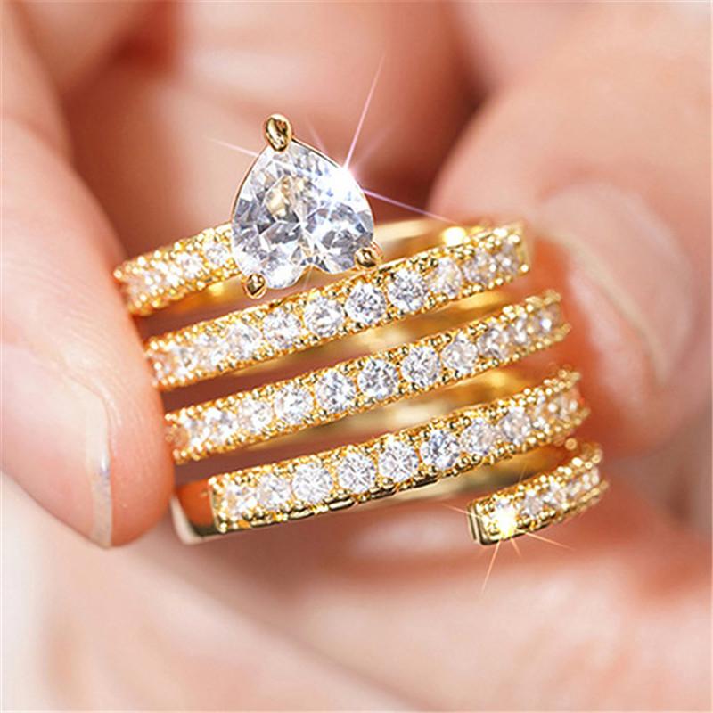 

925 Sterling Silver Heart Cubic Zirconia Luxury Wedding Ring for Women Newly Designed Female Ring Engagement Jewelry Gifts 6