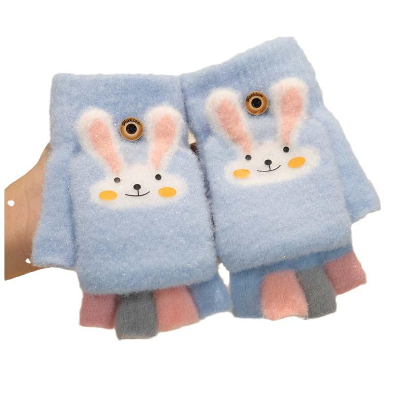 Kinder Herbst/Winter Fäustlinge mit Klappe - Niedliches Hasendesign für Jungen und Mädchen