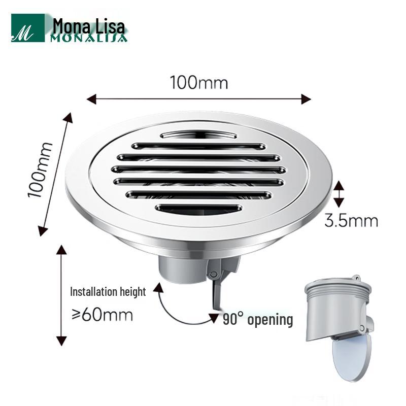 Mona Lisa Brass Anti-Odor Floor Drain for Showers & Washing Machines