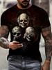 Men's 3D Horror Skull Print T Shirt Casual Comfortable Round Neck Short Sleeve Tee Pullover T-shirt Top Street Fashion Clothing