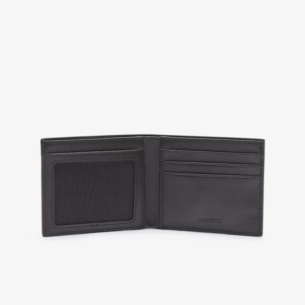 Lacoste Nh1407f53g Fitzgerald Id Card cowhIde Slim Wallet 000 Black Js