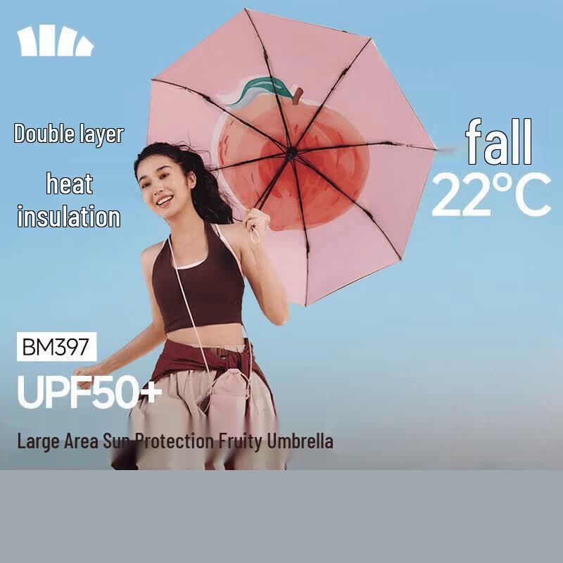 Beneunder Triple-Fold Enhanced Black Glue Sun Umbrella