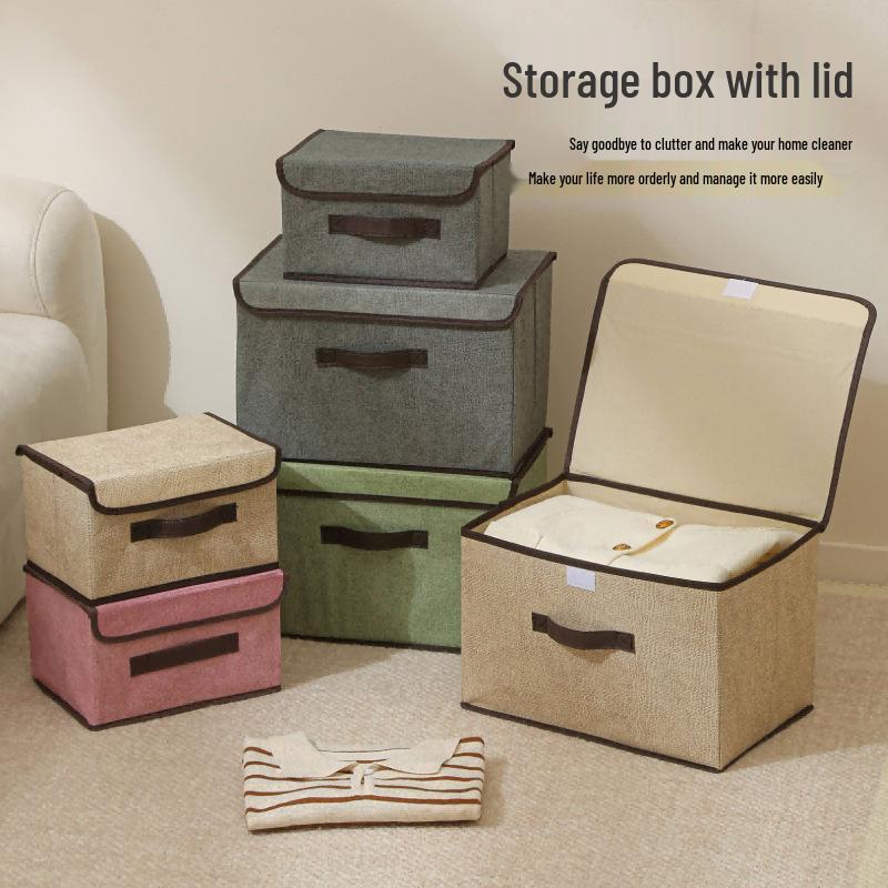 Foldable Dustproof Clothes Storage Box with Lid - Multifunctional Organizer for Clothing and Pants