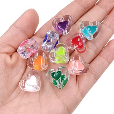 Heart Acrylic Drop Oil Creative For Bracelet Earring Making DIY Jewelry Accessories Double-sided Charms Fashion Transparent Loose Beads 10Pcs