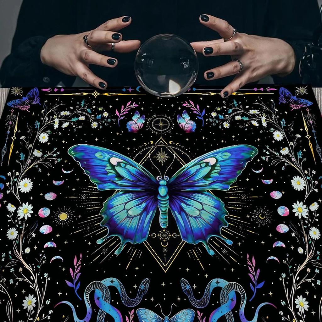Tarot Tischdecke Schmetterling Blume Astrologie Altartuch Wahrsagekarten Tischdecke Wandteppich Hexerei Zubehör